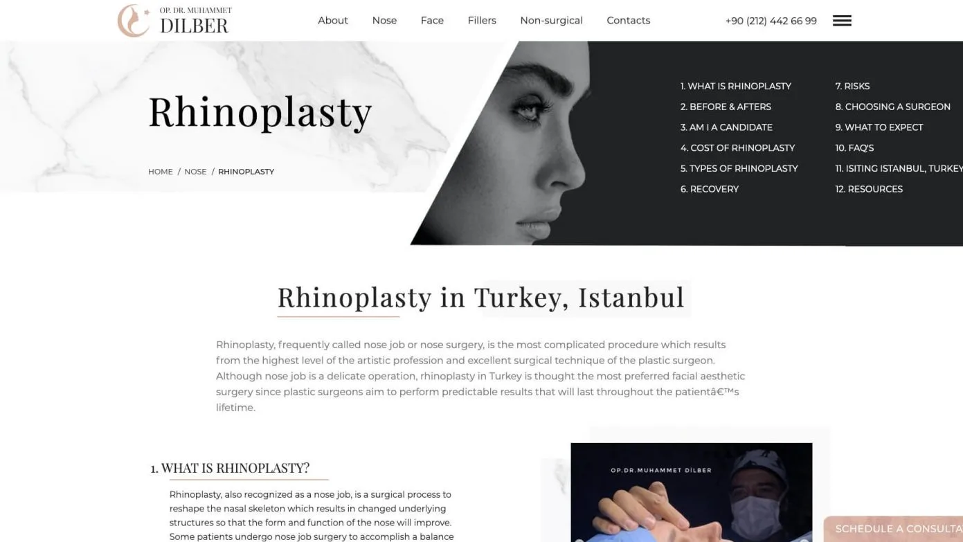 Ринопластика - уеб сайт за пластична хиургия - Web Factor